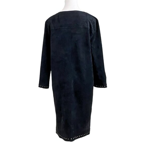 VELVET BY GRAHAM & SPENCER RALEIGH BLACK FAUX SUEDE LACE UP SHIFT DRESS - S - Picture 4 of 11